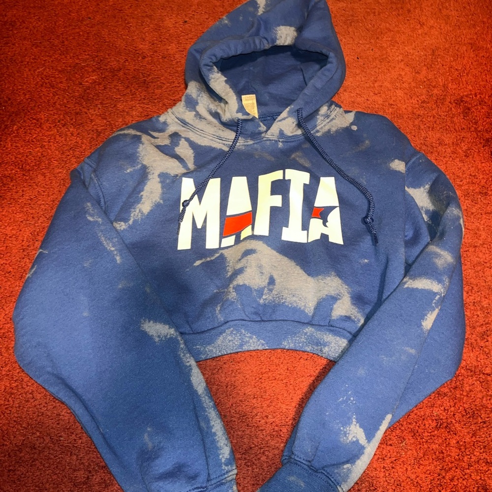 Buffalo Bills Mafia Blue Tie-Dye Cropped Hoodie